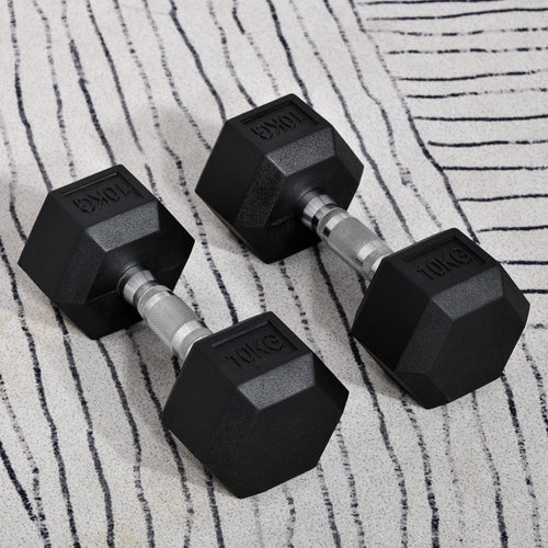 2X6Kg Rubber Dumbbell Sports Hex Weights Sets for Home Gym Fitness Workout