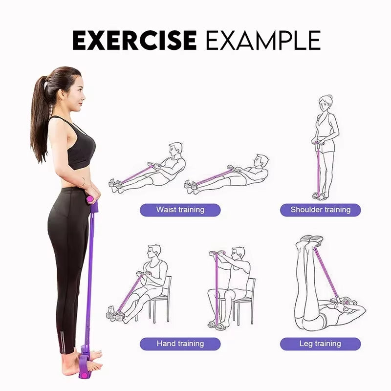 Home Gym Resistance Bands - 4 Elastic Tubes for Full Body Workouts, Abdominal Exercises, Rowing Machines, and Fitness Equipment