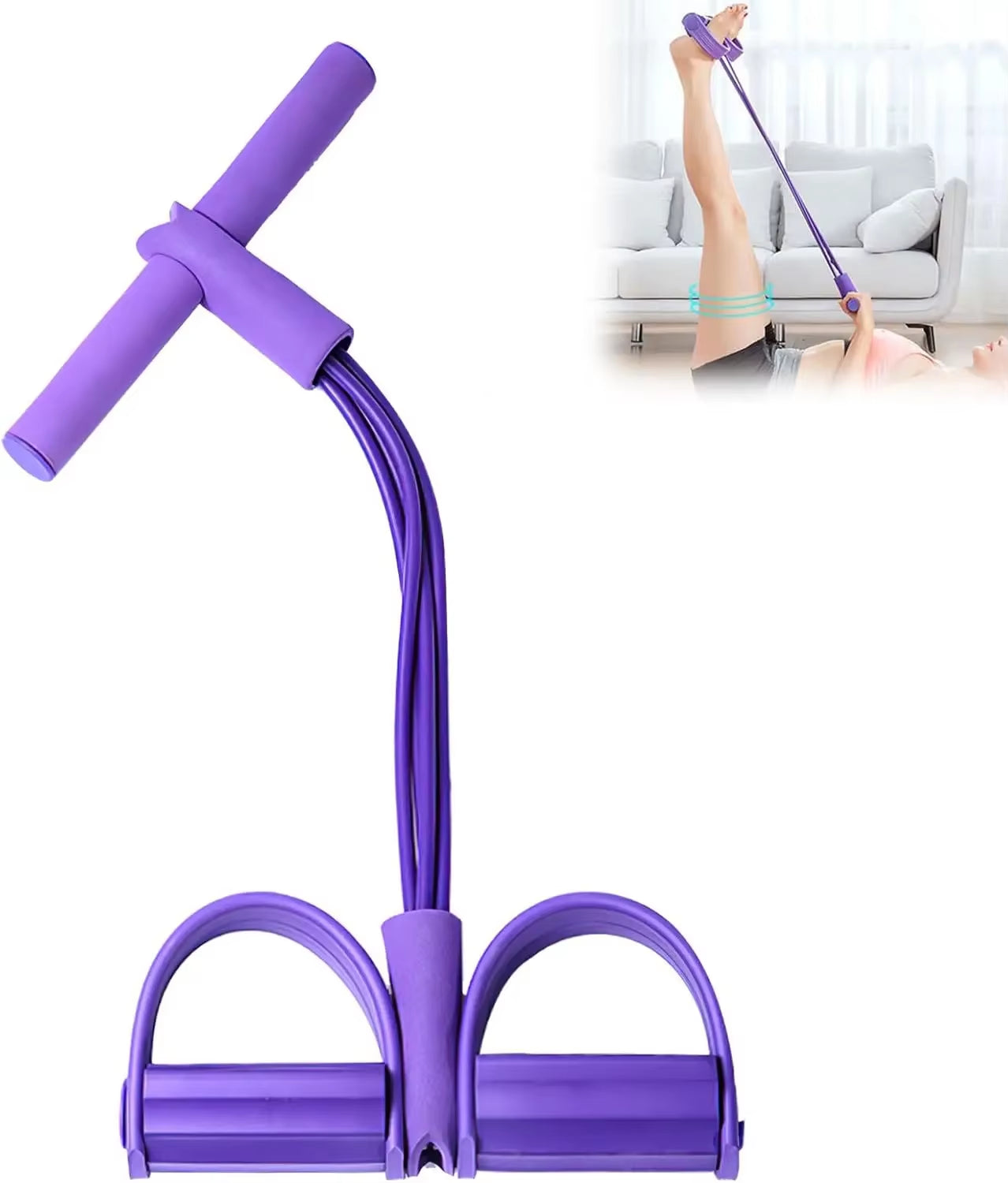 Home Gym Resistance Bands - 4 Elastic Tubes for Full Body Workouts, Abdominal Exercises, Rowing Machines, and Fitness Equipment